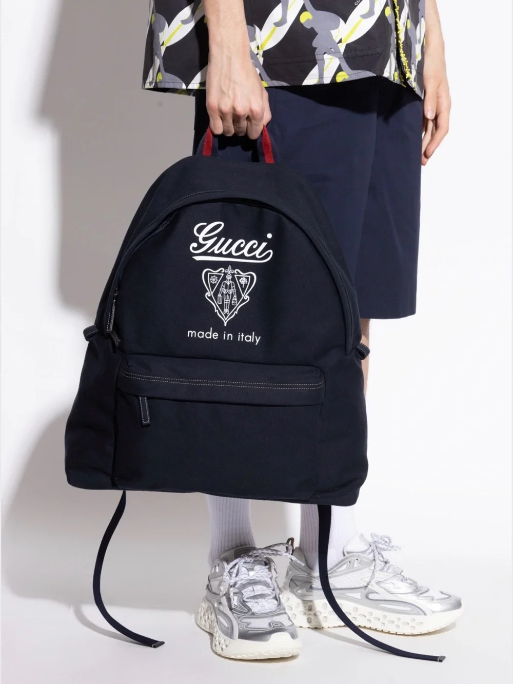 New Gucci men medium canvas travel backpack